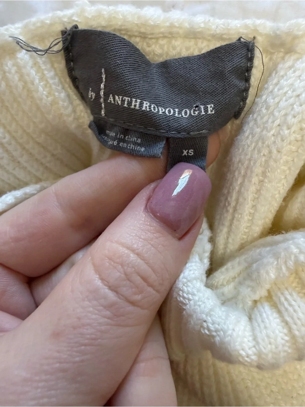 Anthropologie Mock Neck Sweater Tank XS Ivory Knit Sleeveless Top - Picture 3 of 6